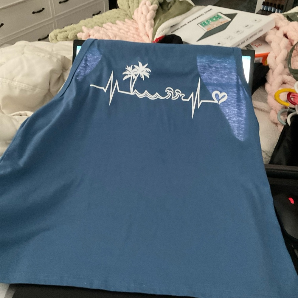 Grayson Threads Blue Tank Top with White Graphic